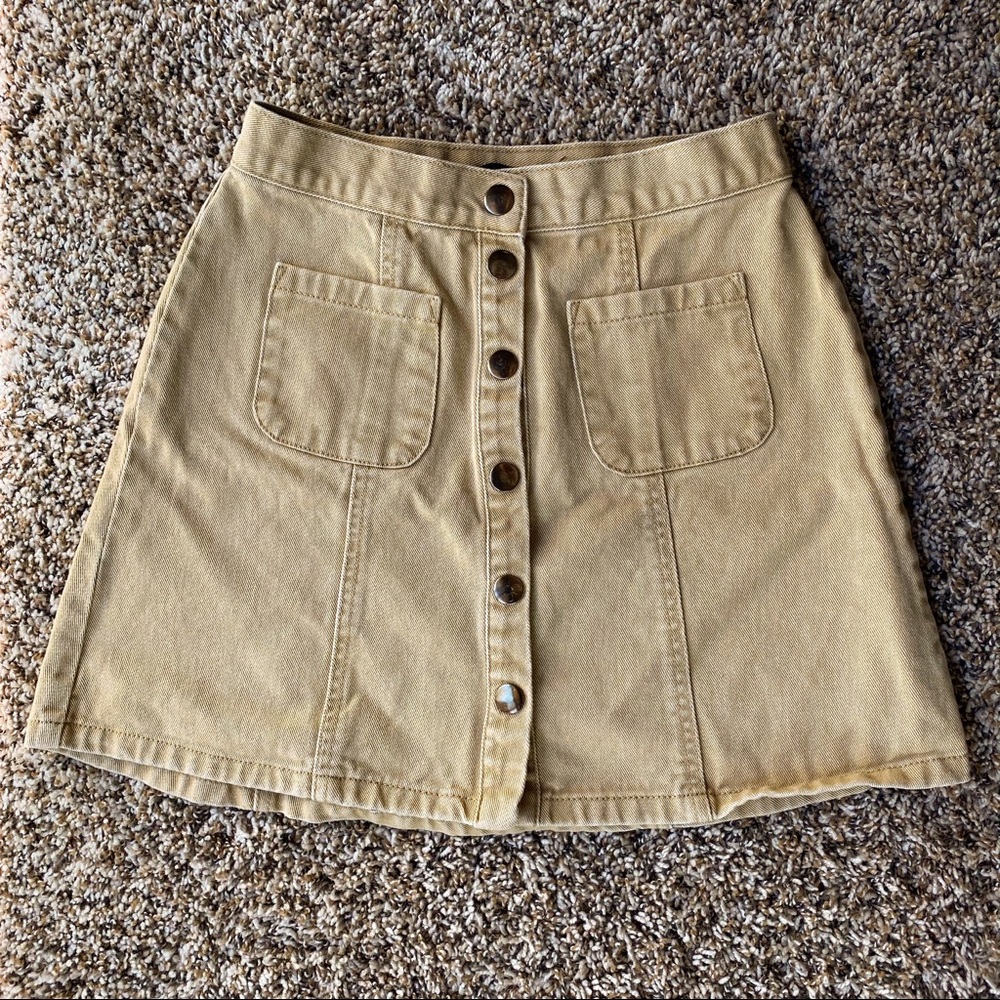 SOLD BDG Front Button High Waited Skirt Beige/Tan - Picture 2 of 6